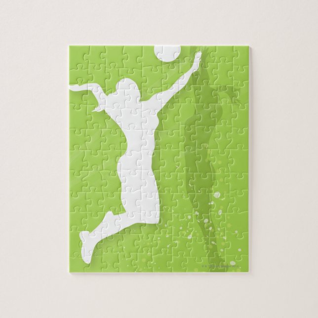 Quebra-cabeça Silhouette de duas mulheres jogando voleibol (Vertical)