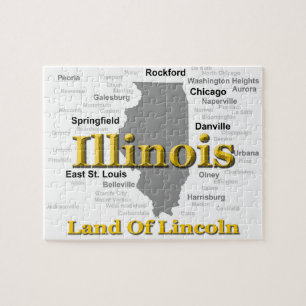 Quebra-cabeça Silhouette do Mapa do Orgulho do Estado de Illinoi