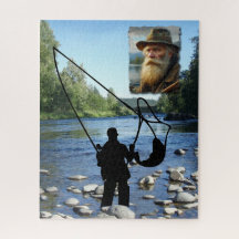 Silhouette, pescador quebra-cabeça, personaliza o