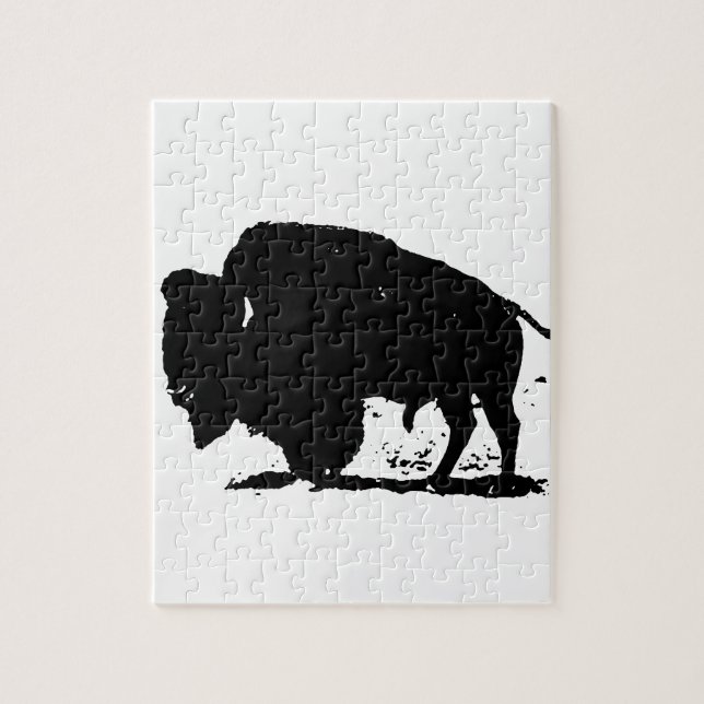 Quebra-cabeça Silhoute de Buffalo Preto e Branco (Vertical)