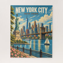 Silhueta da Cidade de Nova York Vintage Estátua da