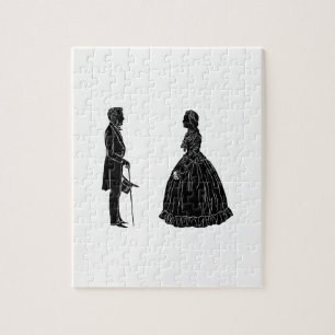 Quebra-cabeça silhueta de abraham lincoln mary todd lincoln