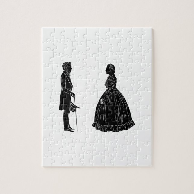 Quebra-cabeça silhueta de abraham lincoln mary todd lincoln (Vertical)