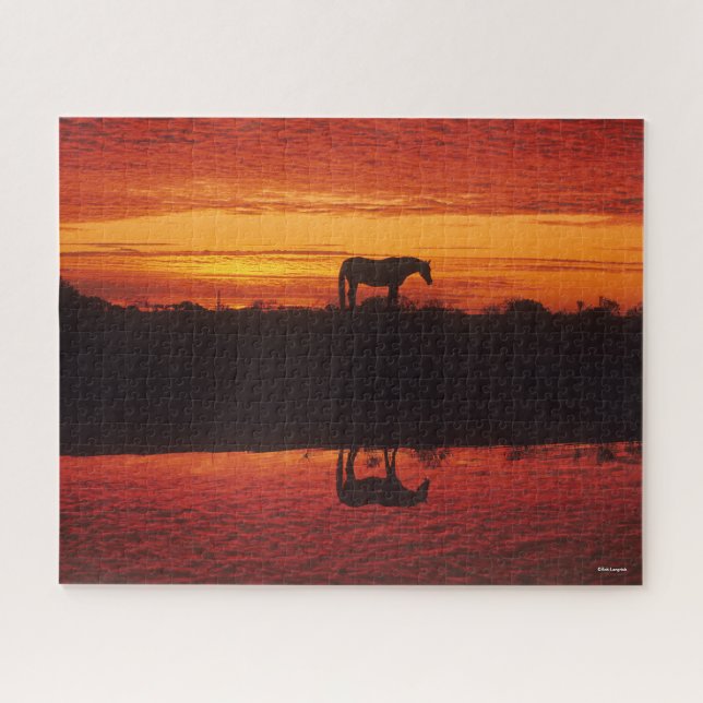 Quebra-cabeça Silhueta de Cavalo contra Céu Sunset (Horizontal)