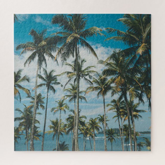 Quebra-cabeça Silhueta de Oceano de Palma Retroativa (Vertical)