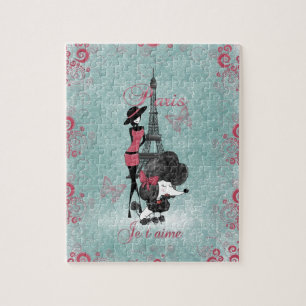 Quebra-cabeça Silhueta de poodle francesa Elegant Vintage