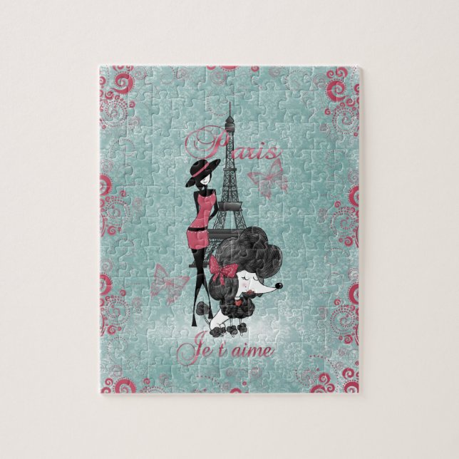 Quebra-cabeça Silhueta de poodle francesa Elegant Vintage (Vertical)