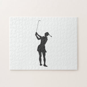 Quebra-cabeça Silhueta de uma mulher jogando golfe