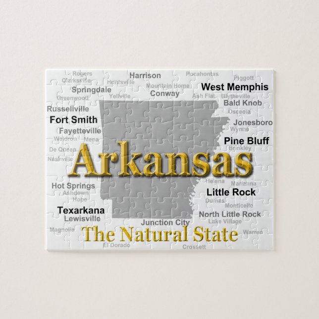 Quebra-cabeça Silhueta do mapa de Arkansas (Horizontal)