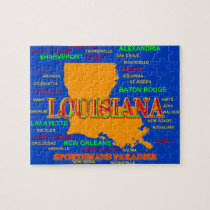 Quebra-cabeça Silhueta do mapa do orgulho do estado de Louisiana