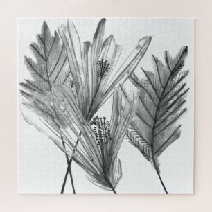 Quebra-cabeça Silhueta Floral - Cinza