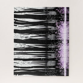 Quebra-cabeça Silhueta Florestal Encantada com Flores Roxas