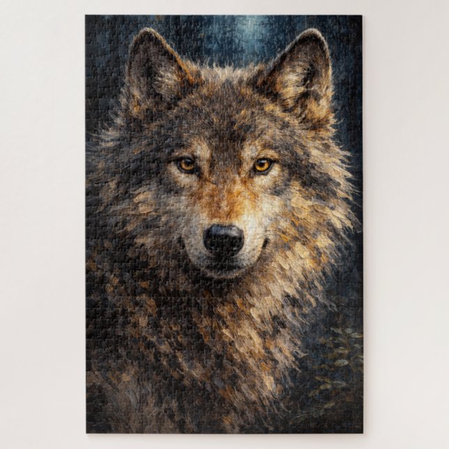 Quebra-cabeça Silver Timber | Arte de Vida Selvagem Lobo | Puzzl (Vertical)