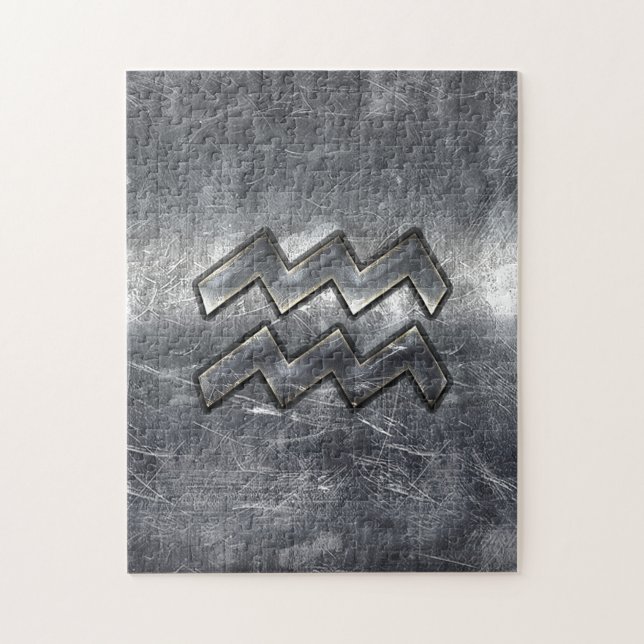 Quebra-cabeça Símbolo Aquário Grunge Prateado (Vertical)