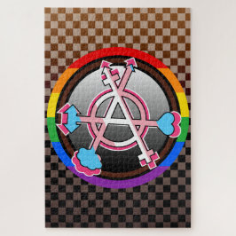 Quebra-cabeça Símbolo da Anarquia de Gênero, Emblema em Xadrez E