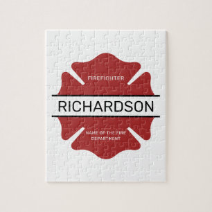 Quebra-cabeça Símbolo de logotipo vermelho de bombeiro personali