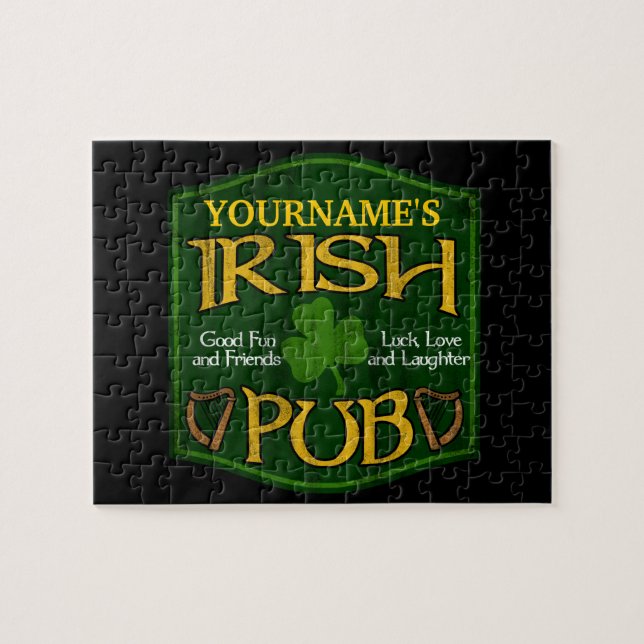 Quebra-cabeça Símbolo de Pub Irlandês Personalizado (Horizontal)