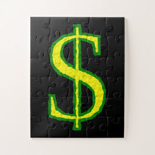 Quebra-cabeça Símbolo verde e amarelo do dólar