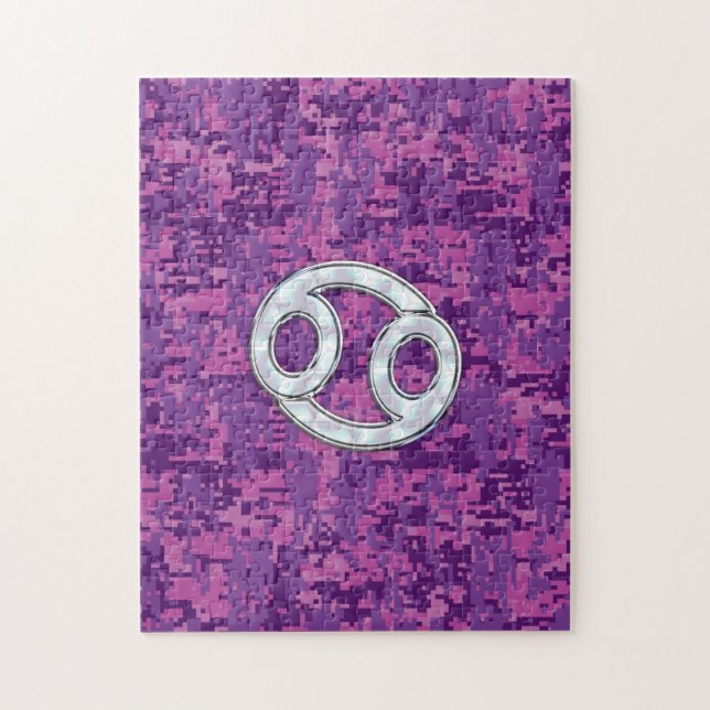 Quebra-cabeça Símbolo Zodiac do Cancer Pearl na Camo Digital (Vertical)