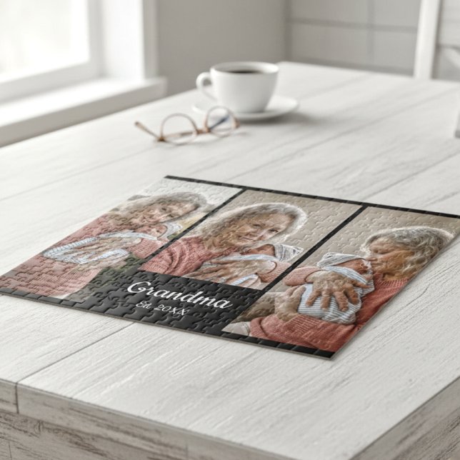 Quebra-cabeça  Simple Script Grandma Year Est. 3 Photo Acrylic (Criador carregado)