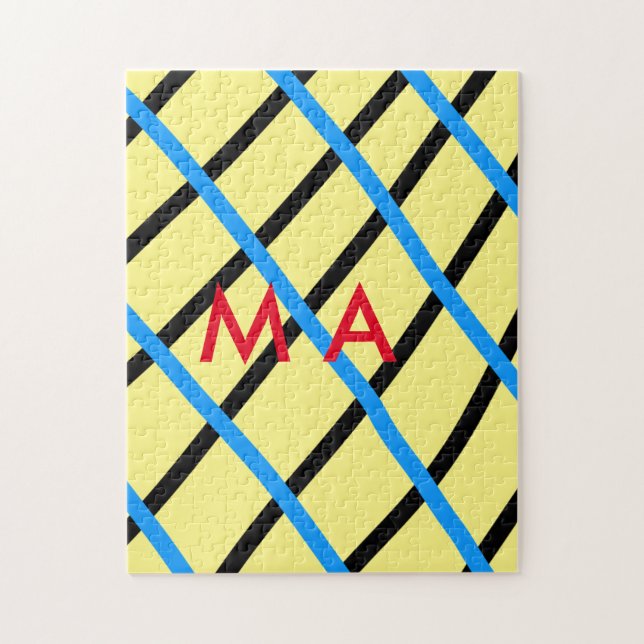 Quebra-cabeça Simples monograma adicione seu nome com letra míni (Vertical)