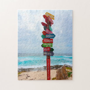 Quebra-cabeça Sinal de Destino Posta Cozumel Beach México.