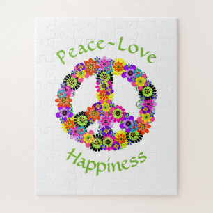 Quebra-cabeça Sinal de Paz Amor e Felicidade em Branco