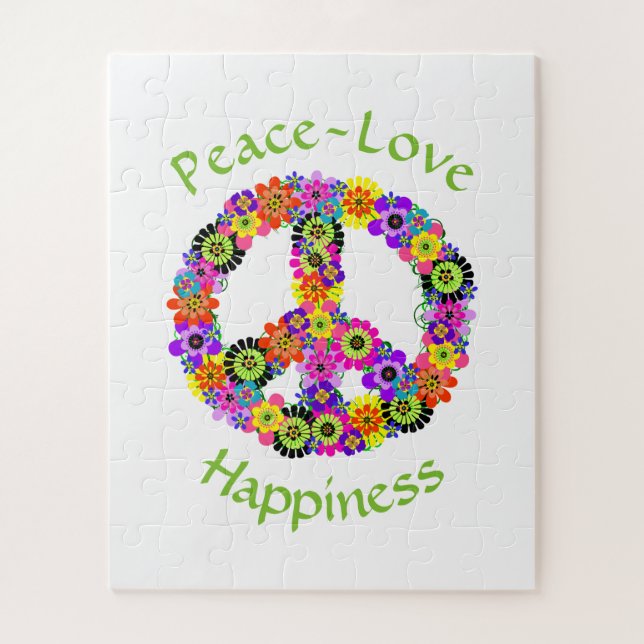Quebra-cabeça Sinal de Paz Amor e Felicidade em Branco (Vertical)