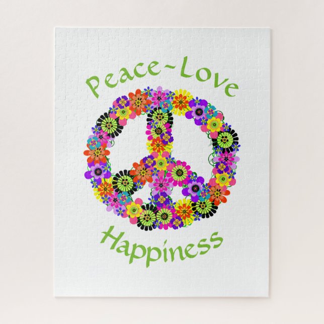 Quebra-cabeça Sinal de Paz Amor e Felicidade em Branco (Vertical)