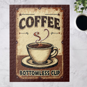 Quebra-cabeça Sinal de xícara sem fundo de café retrô