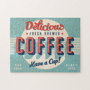 Quebra-cabeça Sinal do vintage - café fabricado cerveja fresco
