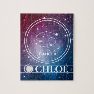 Quebra-cabeça Sinal Zodíaco cancer Purple Night Sky Stars Nome