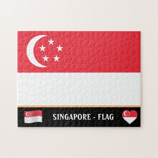 Quebra-cabeça Sinalizador de Singapura / Singapura de Singapura (Horizontal)