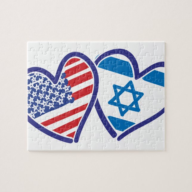 Quebra-cabeça Sinalizador do Coração de Israel dos EUA (Horizontal)