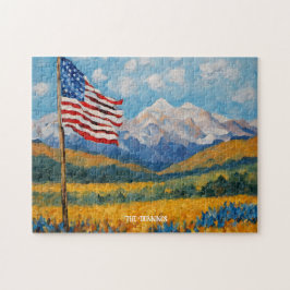 Quebra-cabeça Sinalizador Impressionista Americano e Montanhas