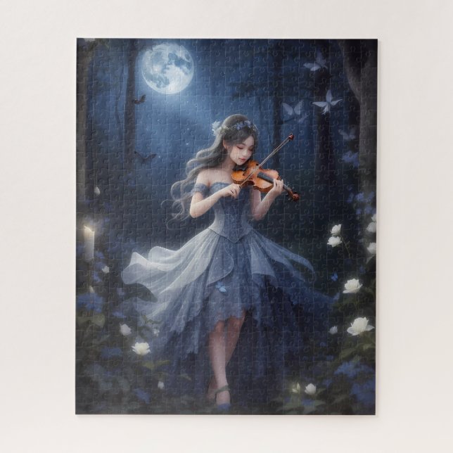 Quebra-cabeça Sinfonia de Lua - Garota Violina Sonhadora (Vertical)