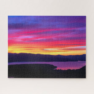 Quebra-cabeça Sinfonia em Crepúsculo: Pintado céu sobre Lago Rec