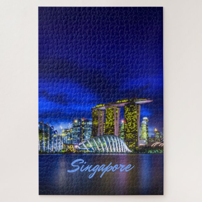 Quebra-cabeça Singapura City Skyline À Noite (Vertical)