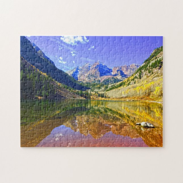 Quebra-cabeça Sinopla Maroon Bells Colorado . (Horizontal)