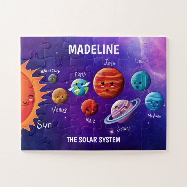 Quebra-cabeça Sistema Solar Kawaii Nome Educativo Jigsee Quebra- (Horizontal)
