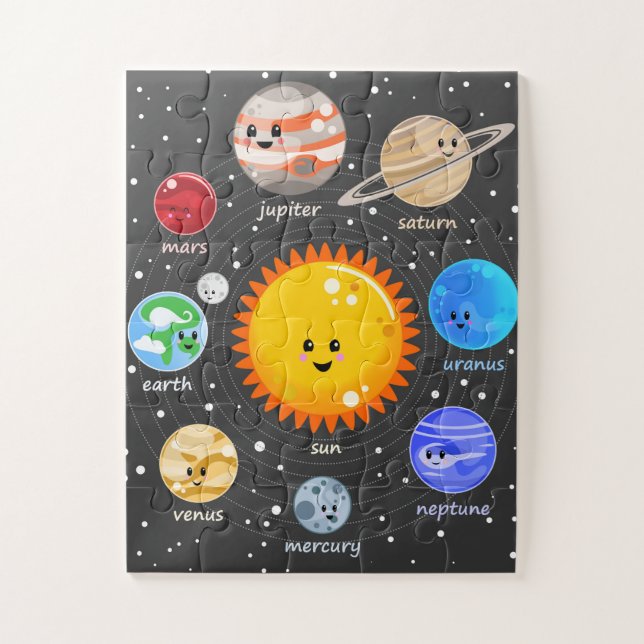 Quebra-cabeça Sistema solar Kawaii planetas bonitos arte educaci (Vertical)