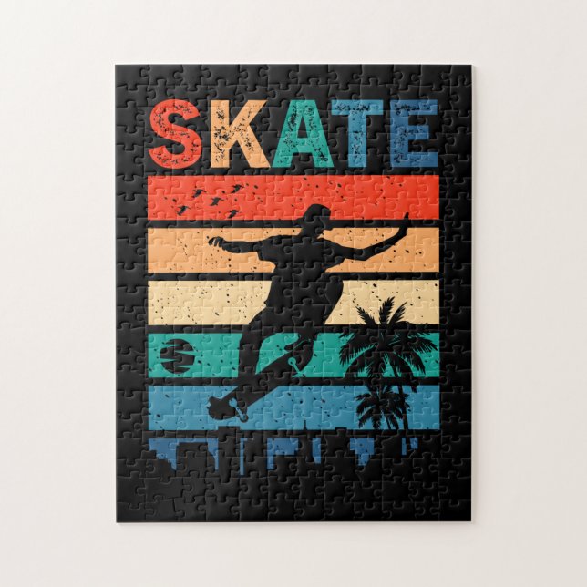 Quebra-cabeça Skate Skateboarder Gift Skateboard Retro (Vertical)