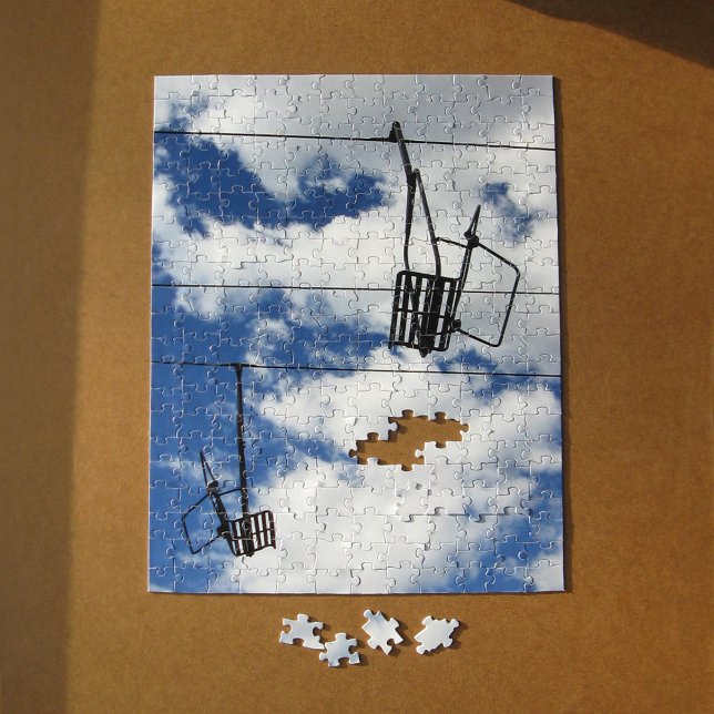 Quebra-cabeça Ski Lift e Sky (Ski Lift and Sky Jigsaw Puzzle, in progress, In Situ)