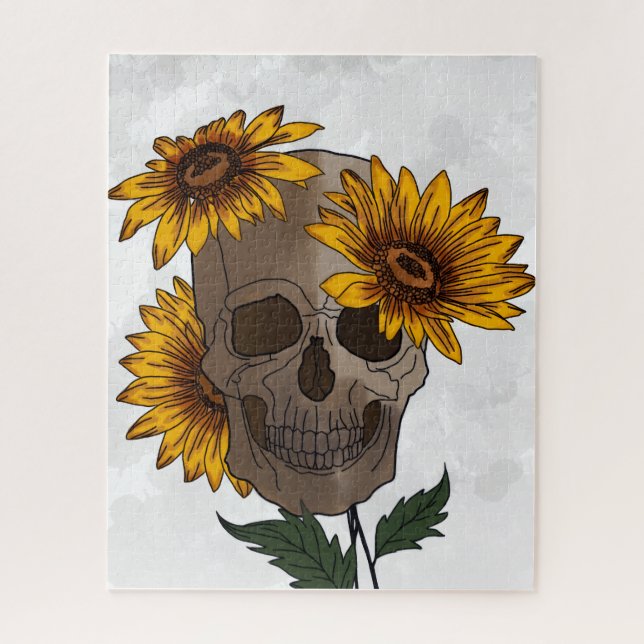 Quebra-cabeça Skull and Sunflowers Puzzle  (Vertical)