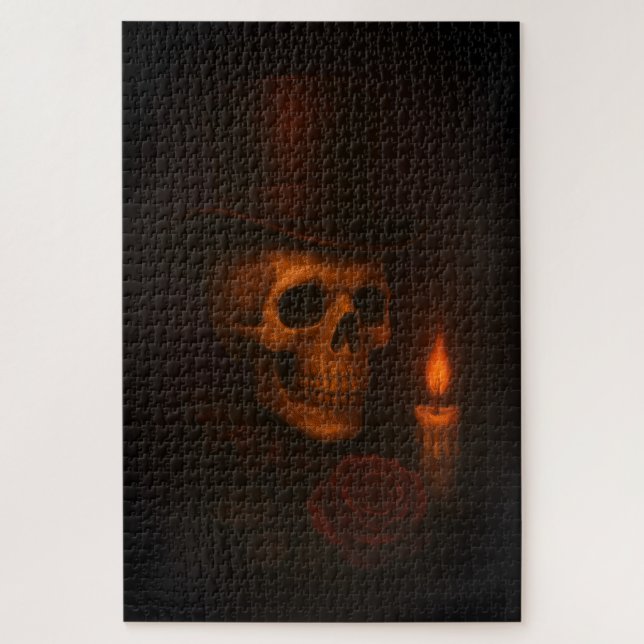 Quebra-cabeça Skull, Rose & Candle Puzzle – Dark Elegance Series (Vertical)