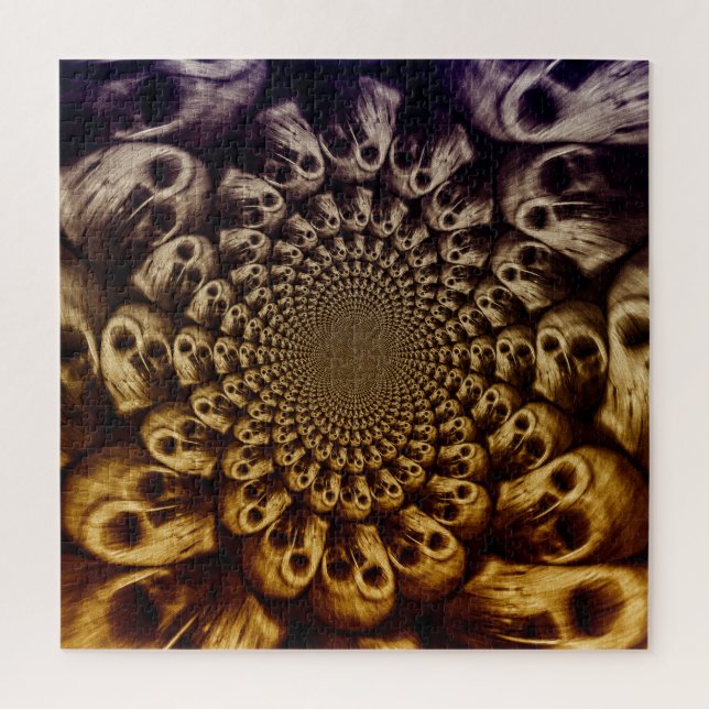 Quebra-cabeça Skulls Purple Black Abstrato Art (Vertical)