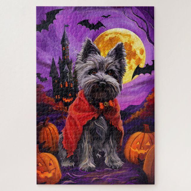 Quebra-cabeça Skye Terrier Vampiro Abóboras Assustadoras de Hall (Vertical)