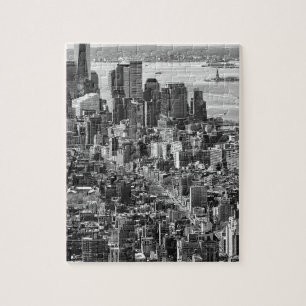 Quebra-cabeça Skyline branca preta da Nova Iorque