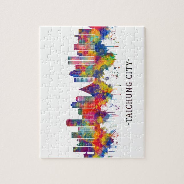 Quebra-cabeça Skyline da Cidade de Taichung, Taiwan (Vertical)