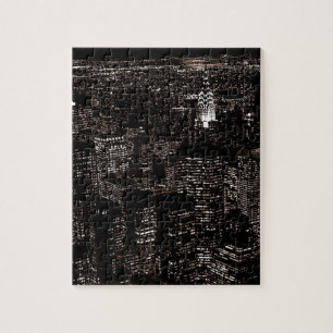 Quebra-cabeça Skyline da noite da Nova Iorque do Sepia